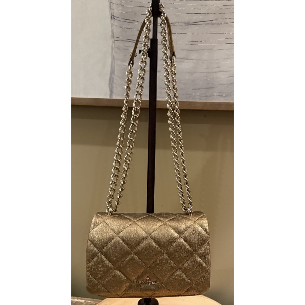 Kate Spade Gold Quilted Leather Mini Emerson Place Vivenna Crossbody Bag - Picture 4 of 15